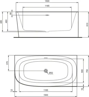 Ideal Standard Badewanne „Dea“ 75 × 150 cm in Weiß Ideal Standard Badewanne „Dea“ 75 × 150 cm in Weiß