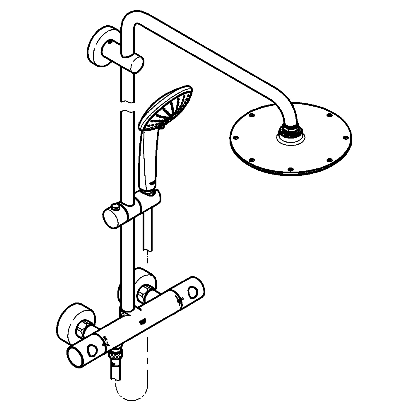 Duschsystem Euphoria System 210 27964, mit Aufputz-Thermostatbatterie, Wandmontage, 450 mm Duscharm, chrom