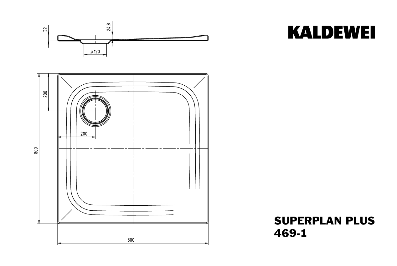 Kaldewei quadrat Duschwanne „Superplan Plus“ 80 × 80 cm in alpinweiß