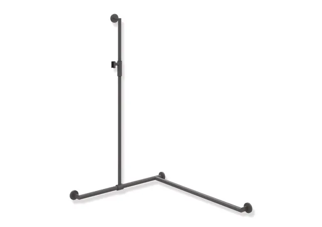 HEWI Duschhandlauf System 900 PG56, Edelstahl, pulverbeschichtet, magnetischer Brausehalter, 1250 mm