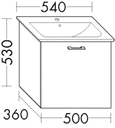 Waschtischunterschrank Sys30 von burgbad - 1 Auszug, 260 mm tief, inkl. Raumsparsiphon, 360x500x530 mm