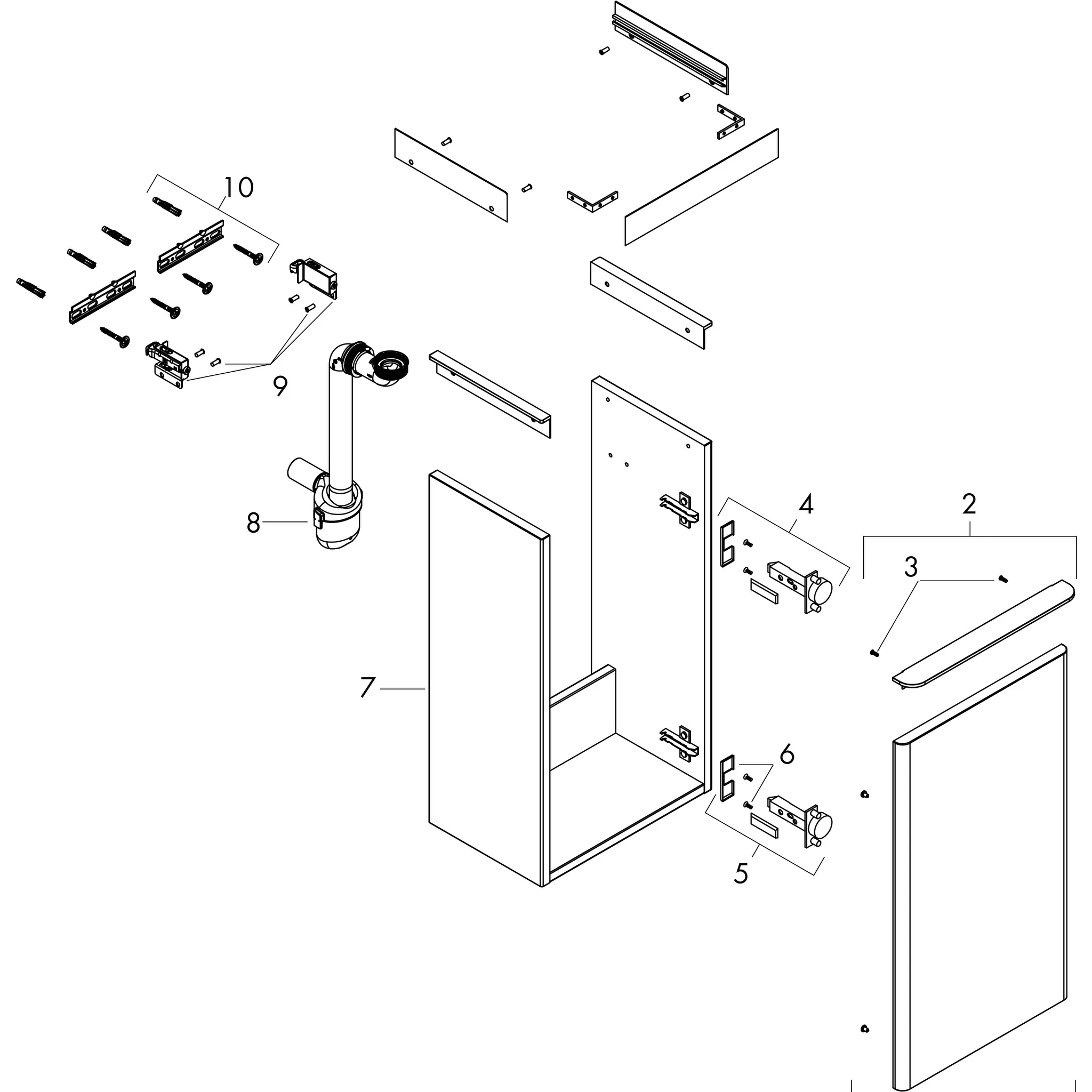 Hansgrohe Xelu Q Waschtischunterschrank Diamantgrau Matt 340x245mm, Türanschlag rechts