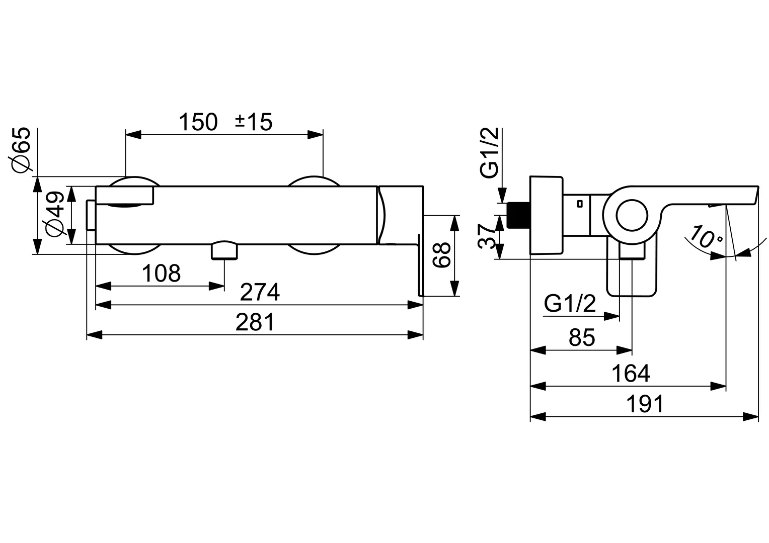 HansaSTELA Einhebelmischer Wannenfüll- und Brausebatterie 5774 Chrom HansaSTELA Einhebelmischer Wannenfüll- und Brausebatterie 5774 Chrom