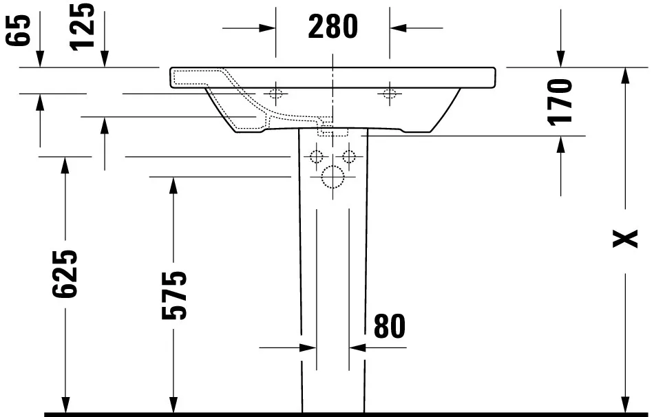 Wandwaschtisch „DuraStyle“, mit Überlauf, Hahnlochposition mittig Wandwaschtisch „DuraStyle“, mit Überlauf, Hahnlochposition mittig