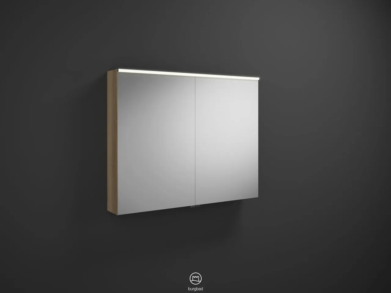 Spiegelschrank Eqio von burgbad - beidseitig verspiegelt, LED-Aufsatzleuchte 4200 K, Mattlack, 170x1000x800 mm