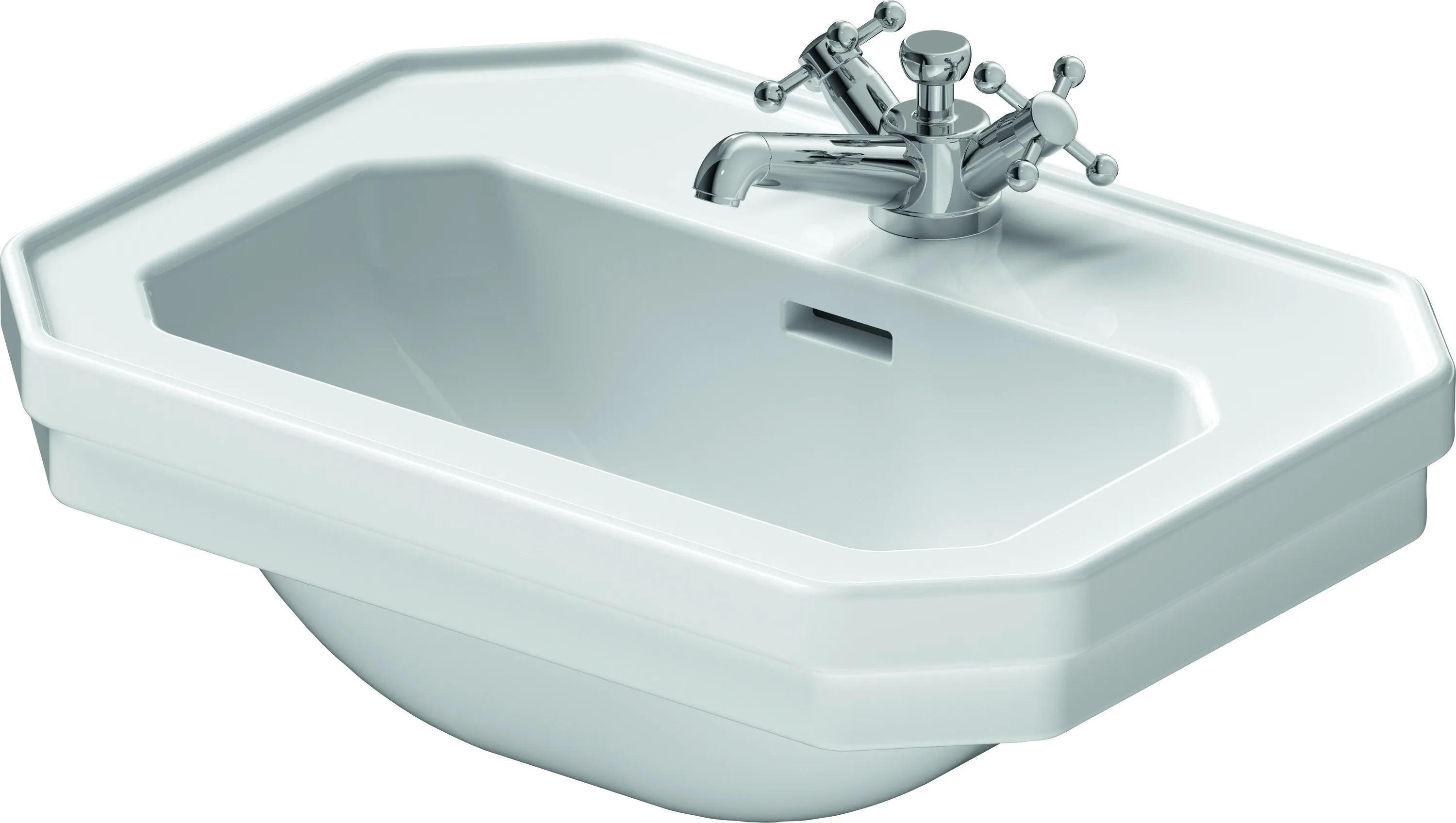 Handwaschbecken 1930 500 mm mit ÜL, mit HLB, 1 HL, weiß Handwaschbecken 1930 500 mm mit ÜL, mit HLB, 1 HL, weiß