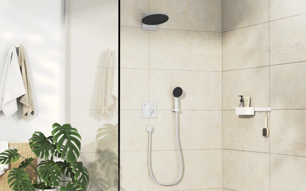 Hansgrohe DuoTurn E Mischer Unterputz, 2 Verbraucher, mattweiß, max. Durchflussmenge 29,5 l/min bei 3 bar Hansgrohe DuoTurn E Mischer Unterputz, 2 Verbraucher, mattweiß, max. Durchflussmenge 29,5 l/min bei 3 bar