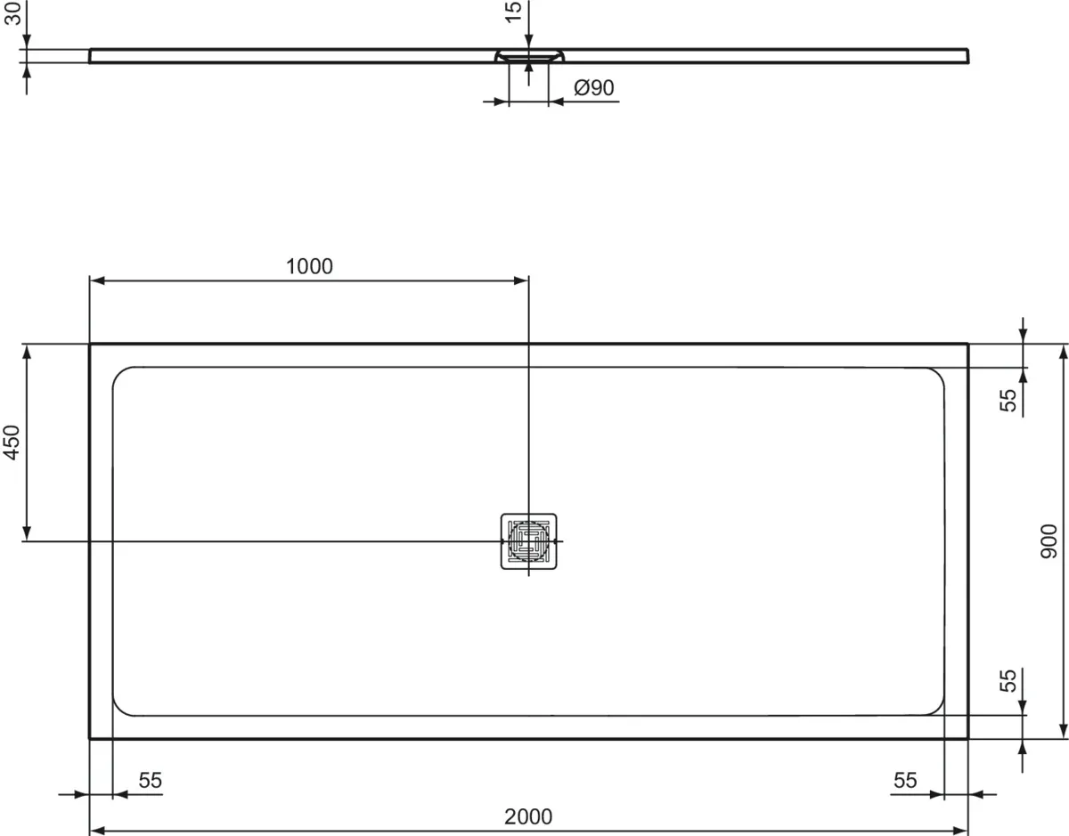 Ideal Standard Duschwanne „UltraFlatS+“ 90 × 200 cm in Carraraweiß Ideal Standard Duschwanne „UltraFlatS+“ 90 × 200 cm in Carraraweiß