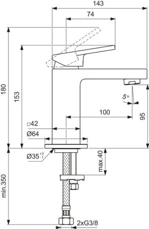 Einhand-Waschtischarmatur „Extra“ Ausladung 100 mm in Chrom