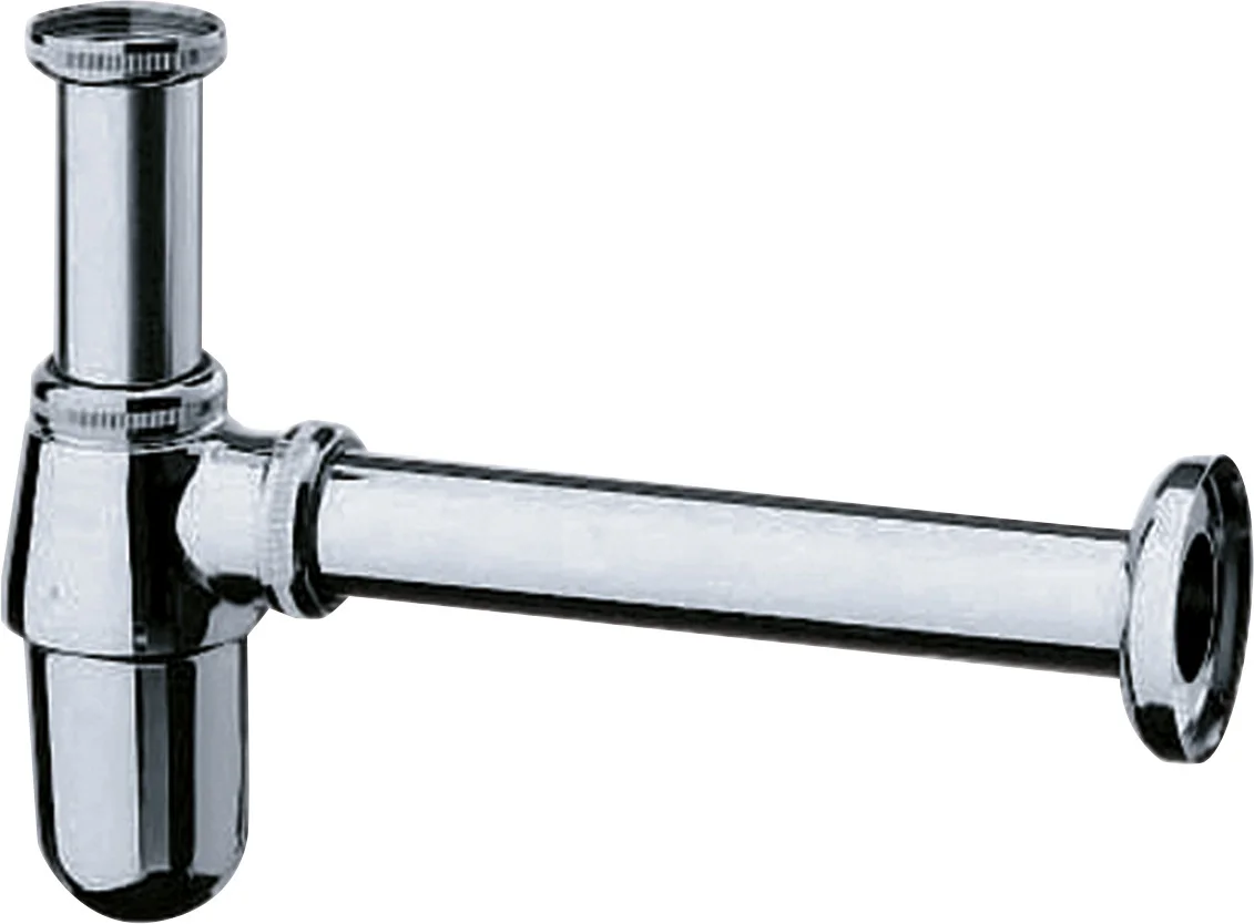 Hansgrohe Tassensiphon Standardmodell Chrom, Verstellweg 35–95 mm, Wandabstand 225 mm, Geruchverschluss Stauwasserhöhe 50 mm, Anschlussmaße G 1 1/4 / DN32
