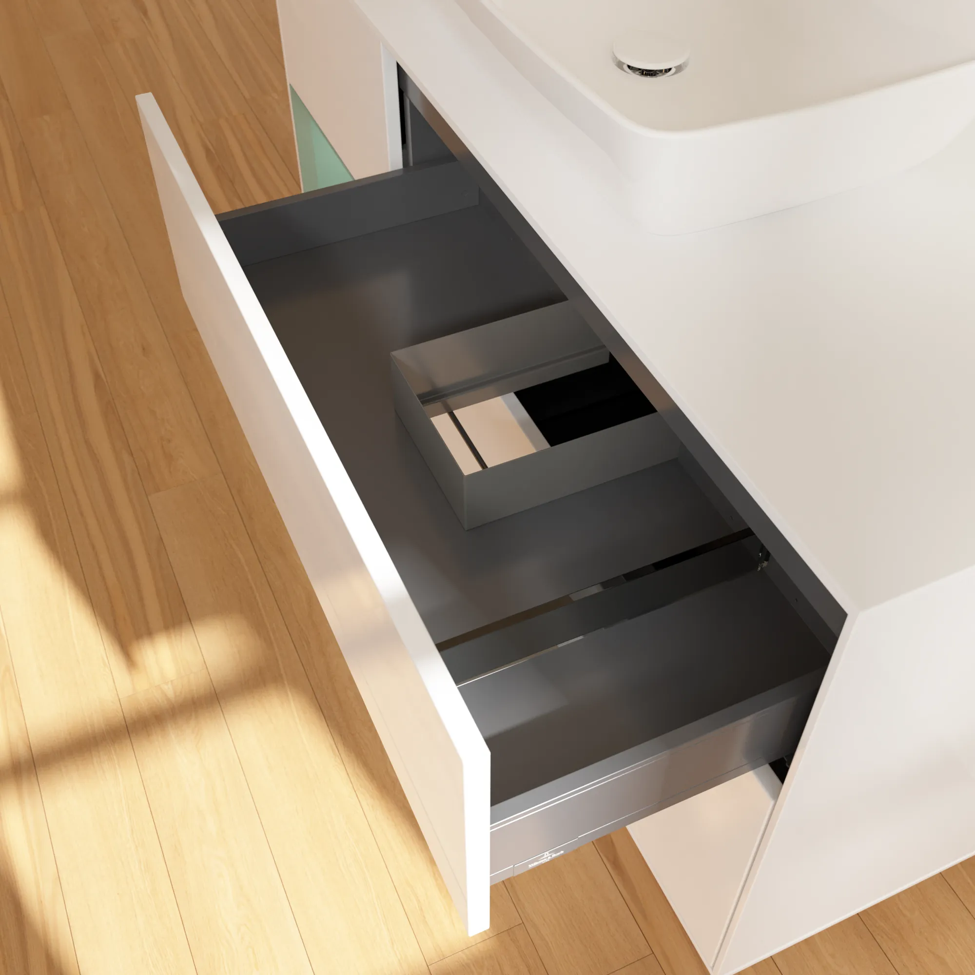 Villeroy & Boch Waschtischunterschrank „Finion“ für Schrankwaschtisch 1200 × 603 × 501 mm Glossy White Lacquer, für Becken mittig, mit Hahnlochbohrung Villeroy & Boch Waschtischunterschrank „Finion“ für Schrankwaschtisch 1200 × 603 × 501 mm Glossy White Lacquer, für Becken mittig, mit Hahnlochbohrung