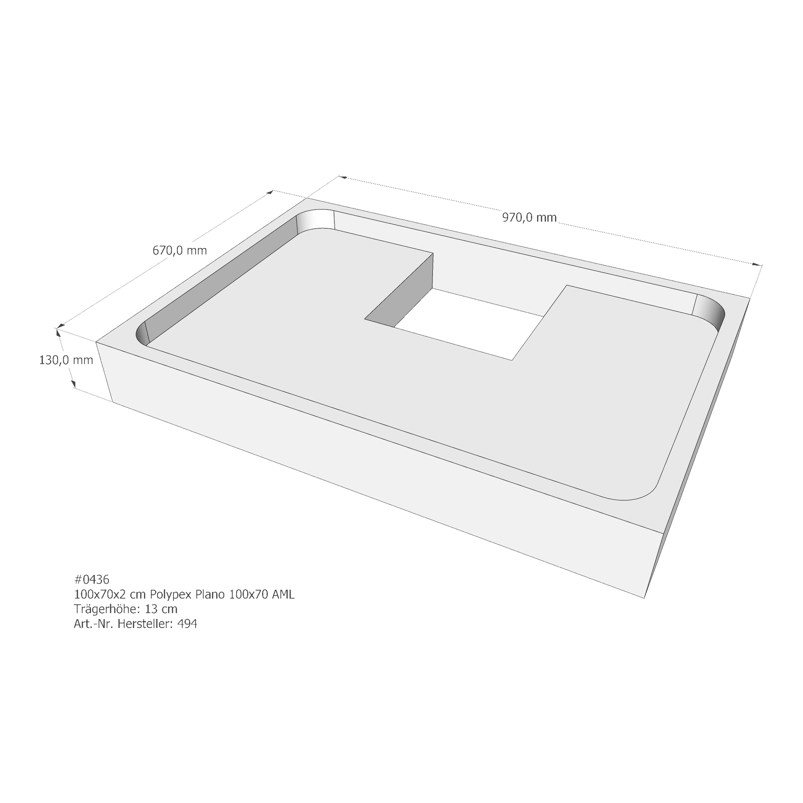 Duschwannenträger für Polypex Plano 100 × 70 × 2 cm