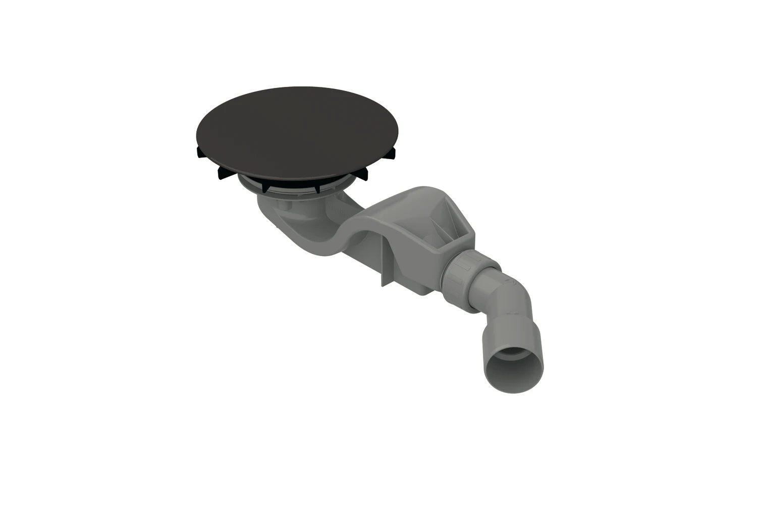 Bette Ablaufgarnitur BetteAir 50 Smoke Antirutsch Pro, seitlich, 300x230x152 mm, 0,6 l/s, Ab- und Überlauf für Duschwanne/Duschfläche