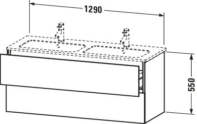 Duravit Waschtischunterschrank wandhängend „L-Cube“ 129 × 55 × 48,1 cm Basalt Matt