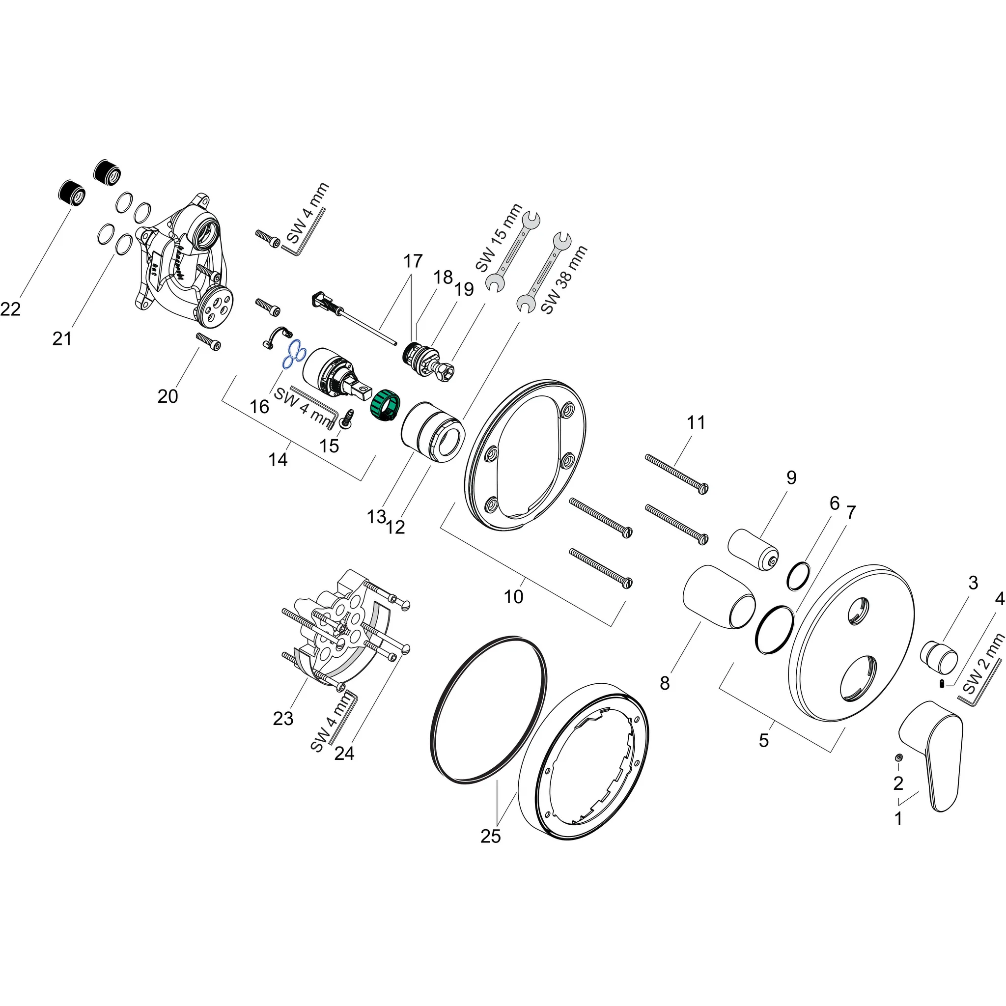 Wannenmischer Unterputz Focus Fertigset chrom Wannenmischer Unterputz Focus Fertigset chrom