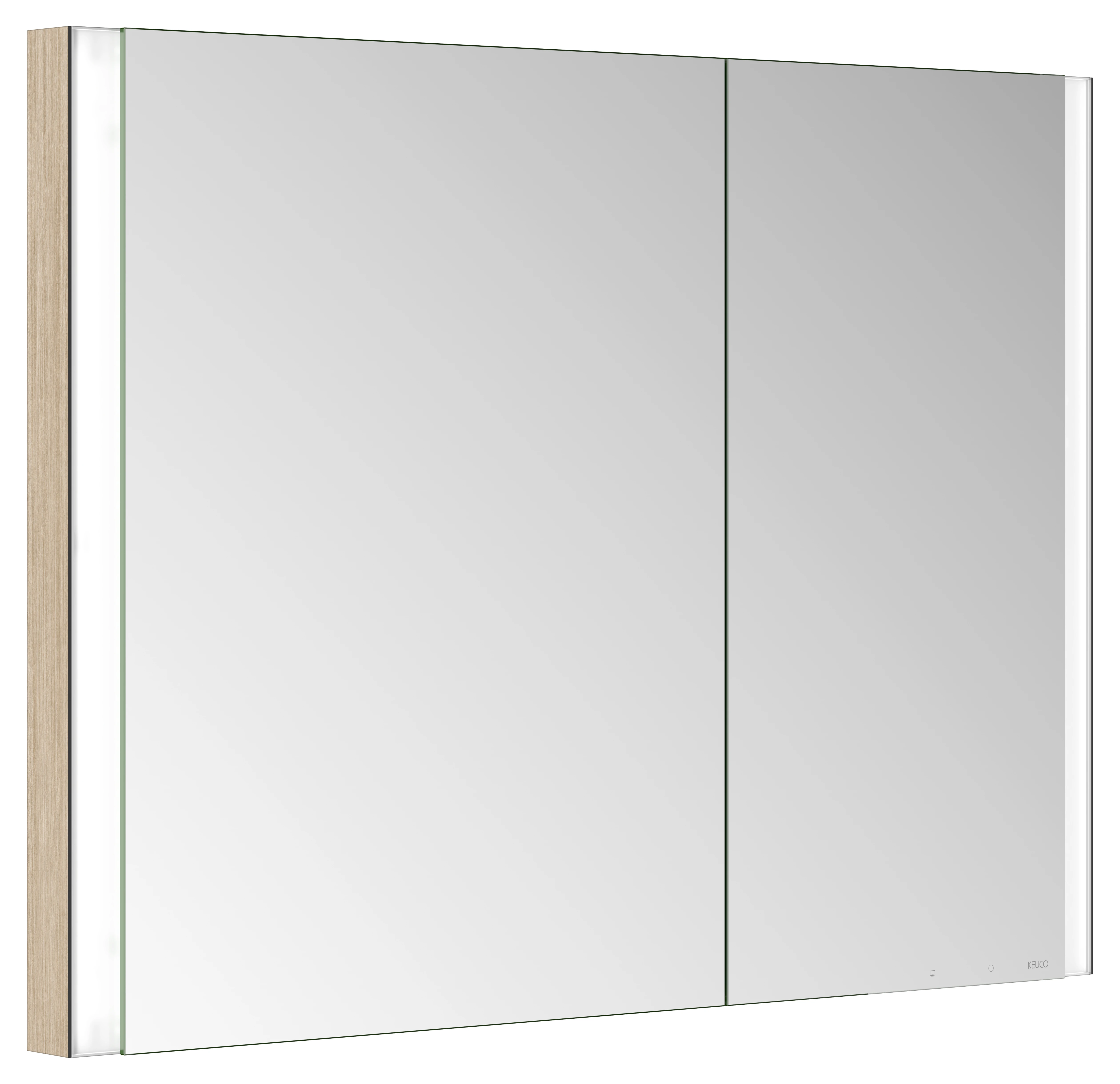 KEUCO SOMARIS Spiegelschrank Wandeinbau 2-türig asymmetrisch Eiche hell