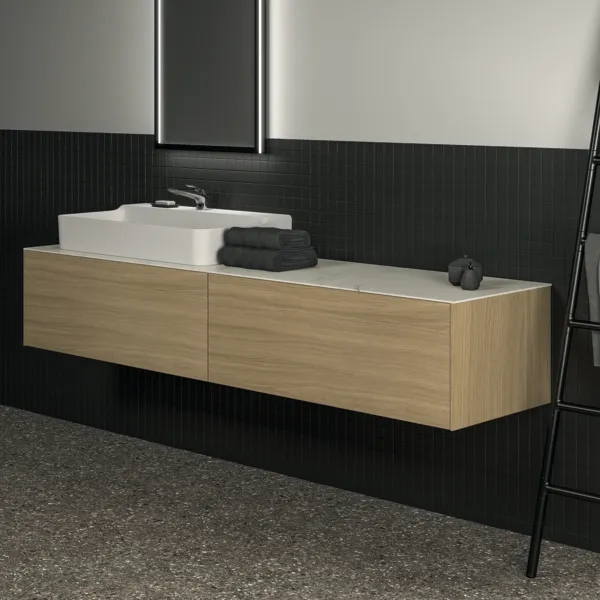 Ideal Standard Waschtischunterschrank „Conca“ 198,5 × 36 × 50,5 cm Eiche hell Furnier Ideal Standard Waschtischunterschrank „Conca“ 198,5 × 36 × 50,5 cm Eiche hell Furnier