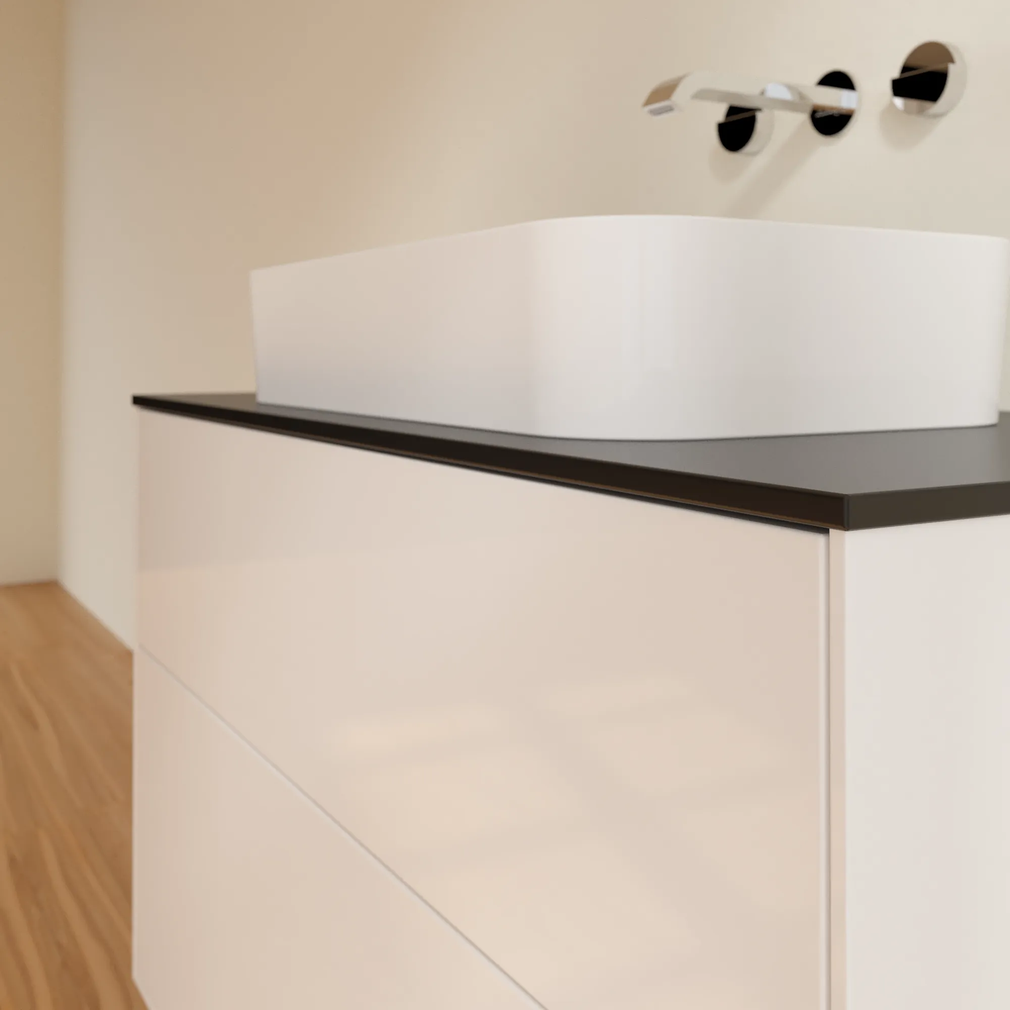 Villeroy & Boch Waschtischunterschrank „Finion“ für Schrankwaschtisch 1000 × 603 × 501 mm Glossy White Lacquer, ohne Hahnlochbohrung, für Becken mittig