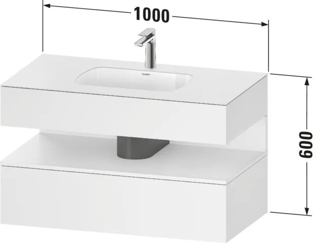 Einbauwaschtisch mit Konsolenwaschtischunterbau „Qatego“ 100 × 55 × 60 cm, mit Beleuchtung