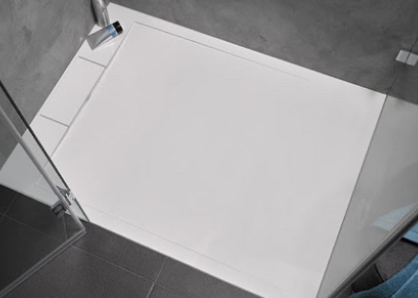 HSK rechteck Marmor-Polymer-Duschwanne mit Randablauf „superflach“ 80 × 120 cm