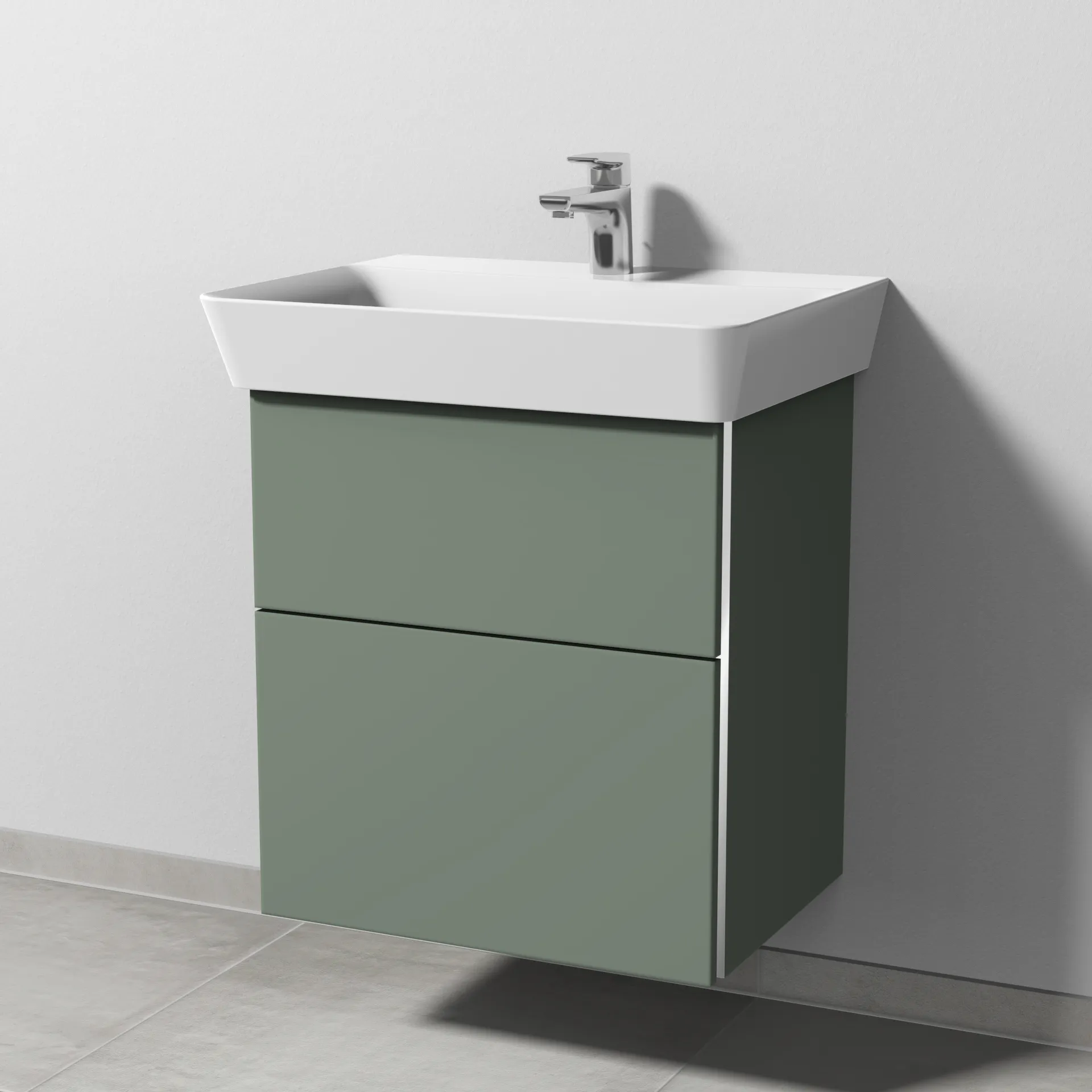Sanipa Waschtischunterschrank „3way“ passend zu Keramik-Waschtische Connect Air Cube von Ideal Standard 525 × 582 × 402 mm in Soft-Green