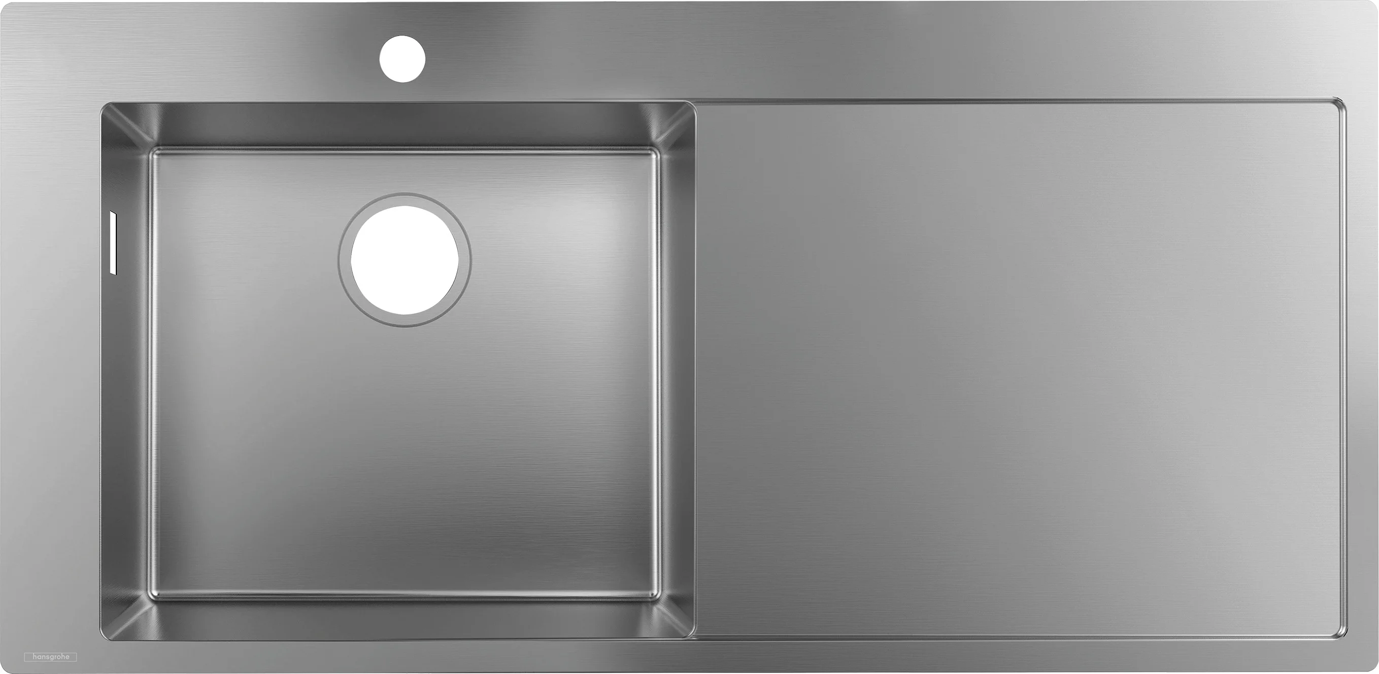 Hansgrohe Einbauspüle S71, Edelstahl, 1025 x 490 mm, 1 Hauptbecken mit Abtropffläche rechts, flach aufliegend oder flächenbündig Hansgrohe Einbauspüle S71, Edelstahl, 1025 x 490 mm, 1 Hauptbecken mit Abtropffläche rechts, flach aufliegend oder flächenbündig