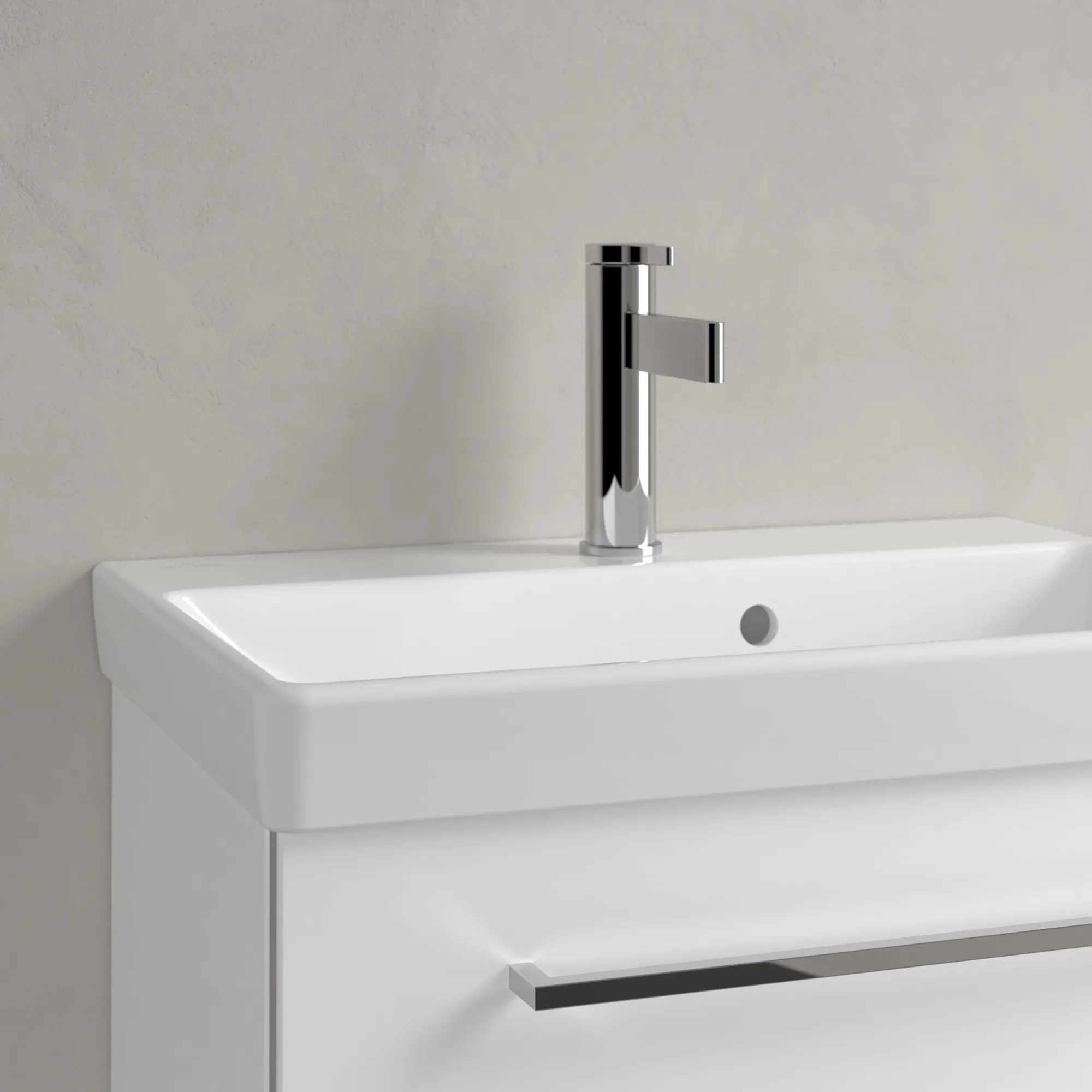 Villeroy & Boch Wandwaschtisch „Avento“ Compact 550 × 370 × 155 mm, für Becken mittig, mit Hahnlochbohrung, Hahnlochposition mittig in Weiß Alpin, mit CeramicPlus Villeroy & Boch Wandwaschtisch „Avento“ Compact 550 × 370 × 155 mm, für Becken mittig, mit Hahnlochbohrung, Hahnlochposition mittig in Weiß Alpin, mit CeramicPlus