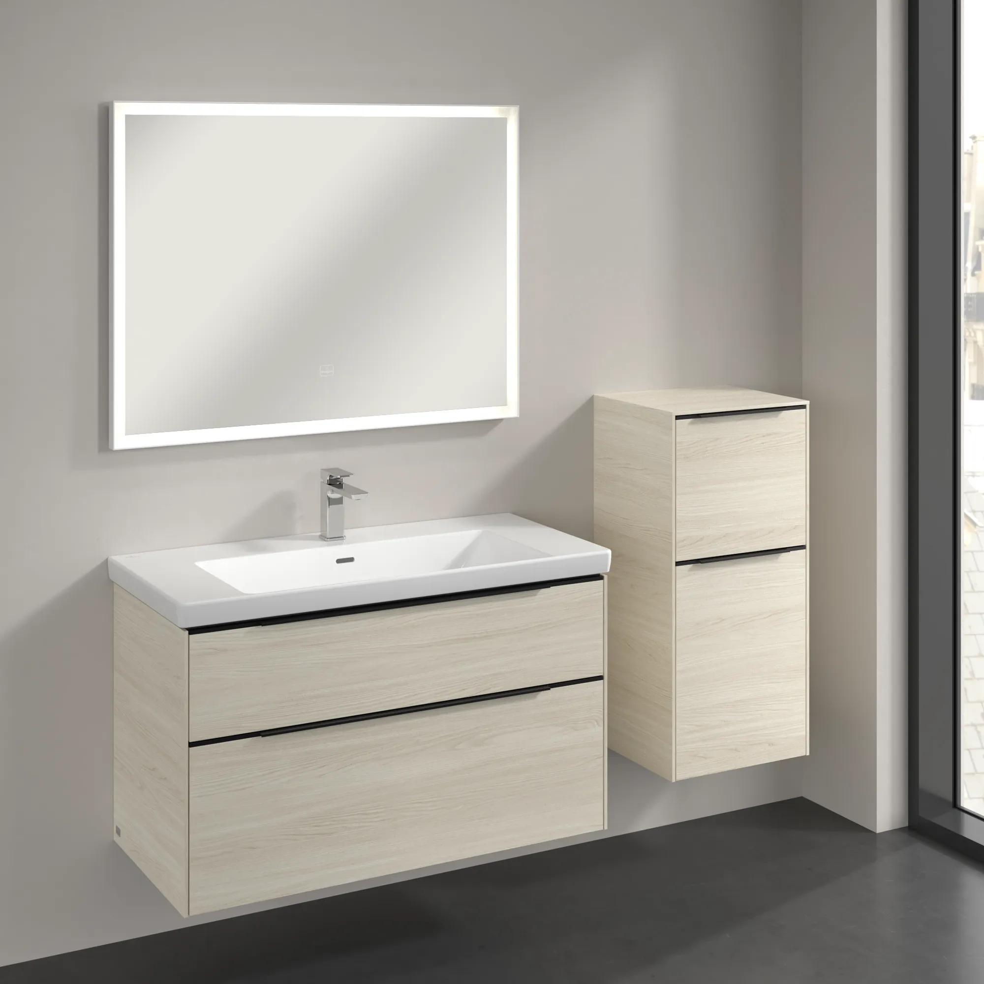 Villeroy & Boch Seitenschrank „Subway 3.0“ 40 × 86 × 36,2 × 36,2 cm 1 Auszug, 1 Tür, Anschlag (Scharnier) rechts, 1 Tür, Anschlag rechts