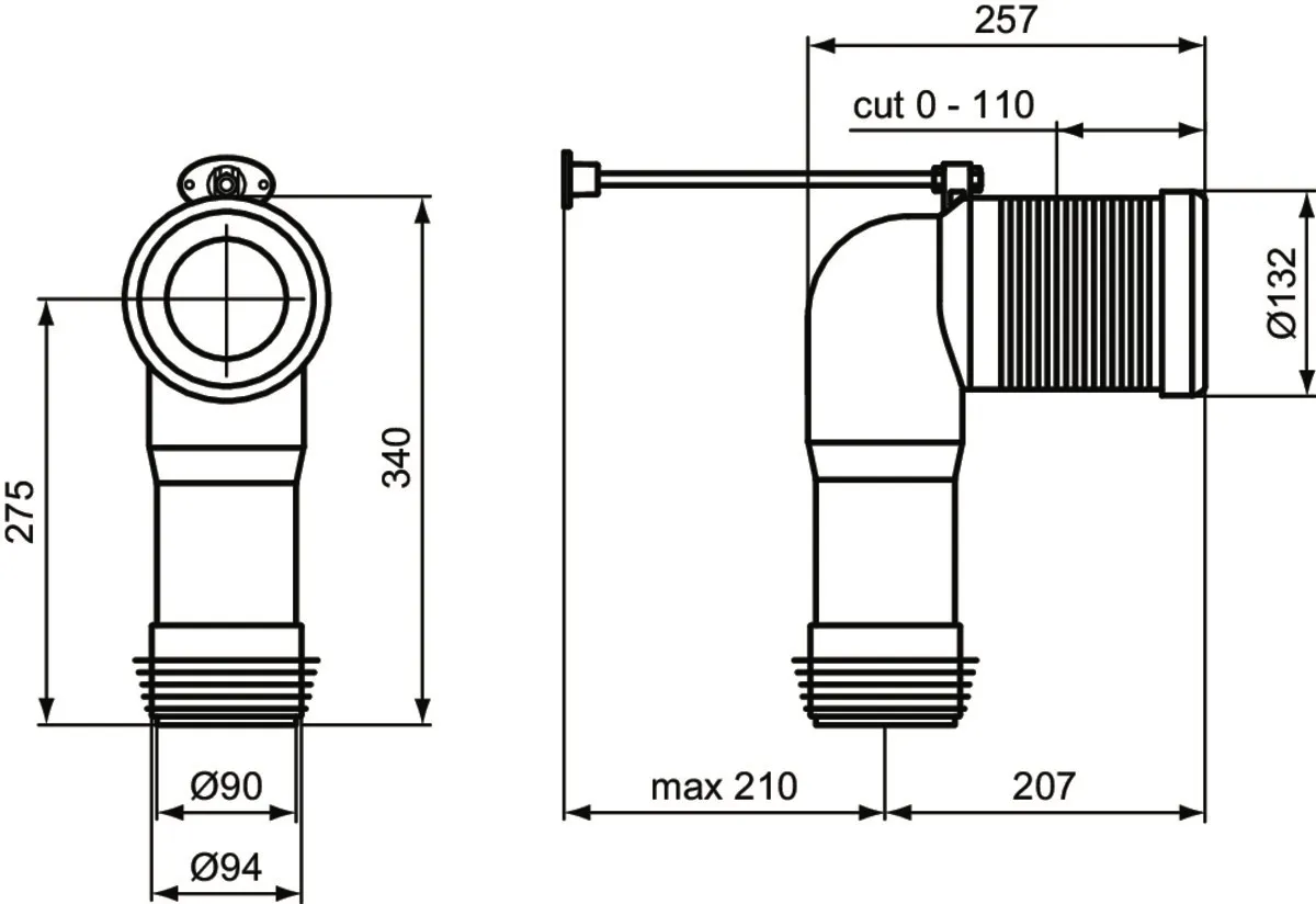 Ideal Standard Ablaufbogen T002767 – Serienübergreifend, weiß, 0,86 kg