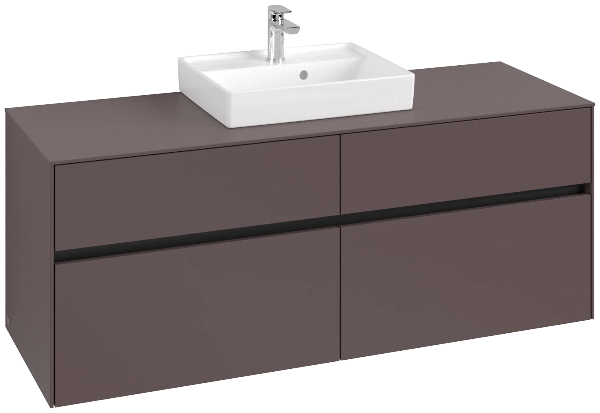 Villeroy & Boch Waschbeckenunterschrank Collaro C073B0, Eckig Dark Berry, 1400x500x548 mm, mit Beleuchtung und Absenkautomatik