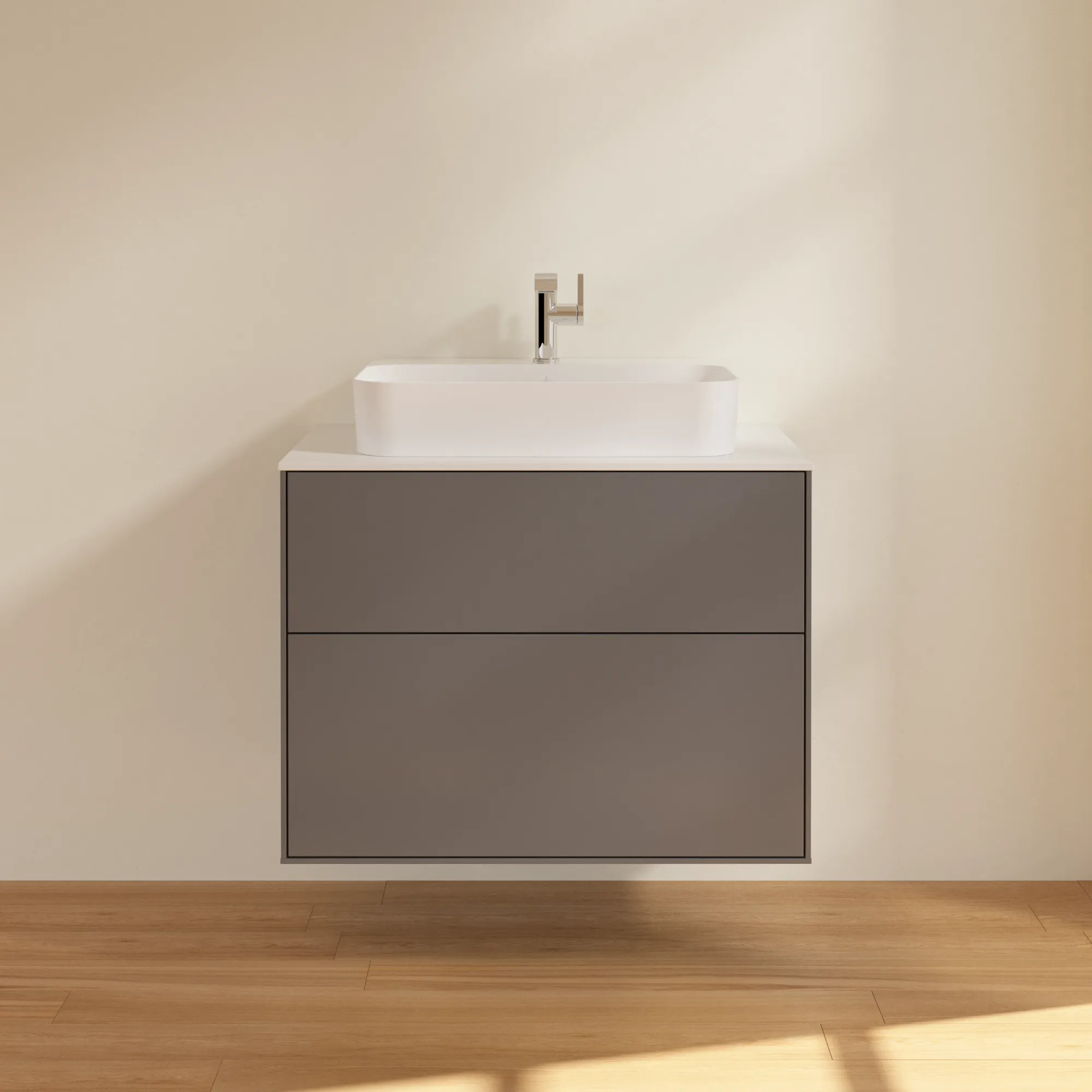 Villeroy & Boch Waschbeckenunterschrank Finion F34, Anthracite Matt Lacquer, 800 x 603 x 501 mm, mit SoftClosing und Push-to-open Funktion