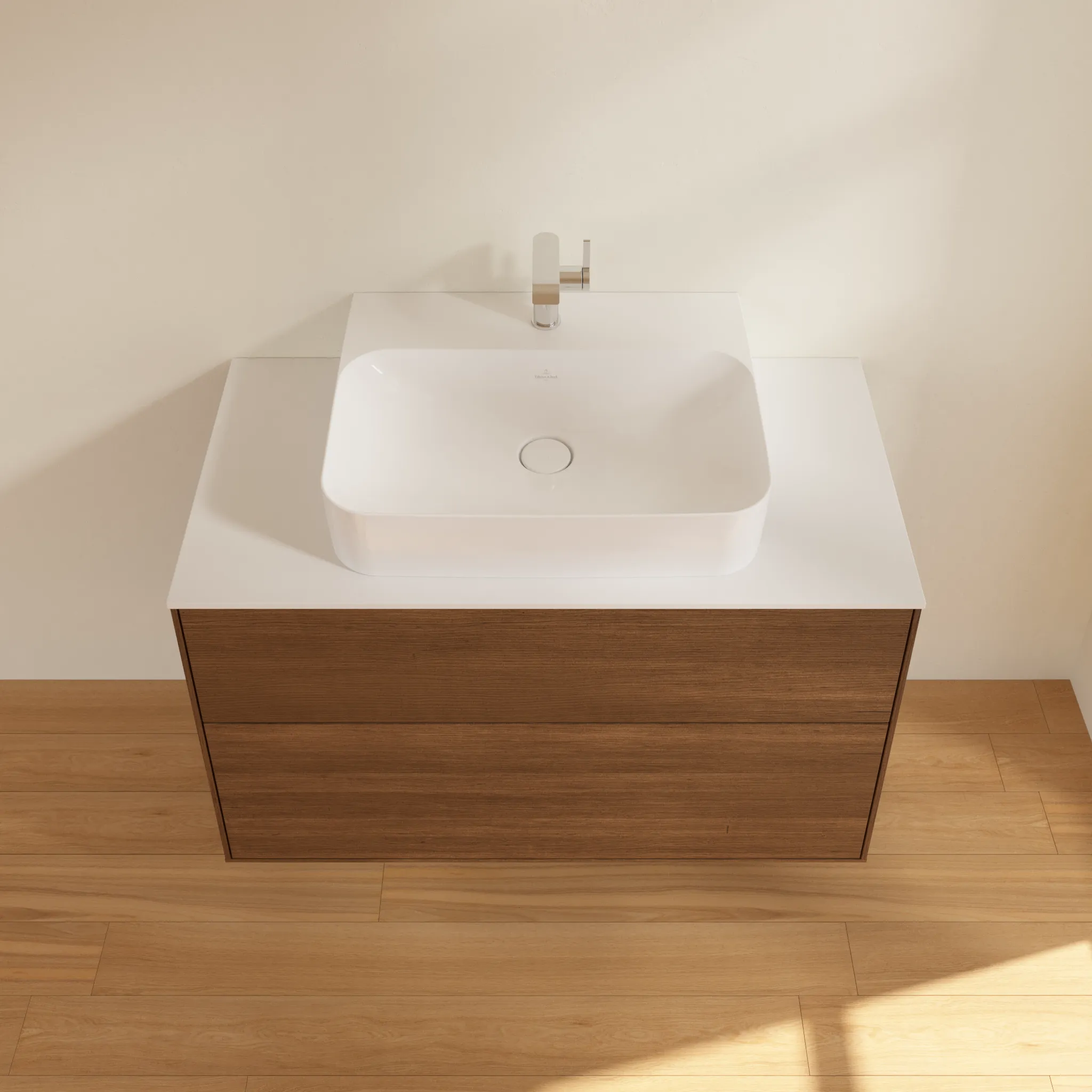 Villeroy & Boch Waschtischunterschrank „Finion“ für Schrankwaschtisch 1000 × 603 × 501 mm Walnut Veneer, für Becken mittig Villeroy & Boch Waschtischunterschrank „Finion“ für Schrankwaschtisch 1000 × 603 × 501 mm Walnut Veneer, für Becken mittig