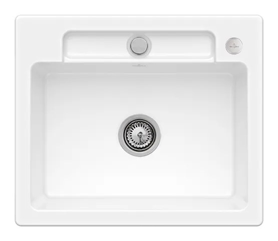 Villeroy & Boch flächenbündiges Küchenspülbecken „Siluet“ 60 S flat 600 × 510 × 220 mm in Weiß Alpin