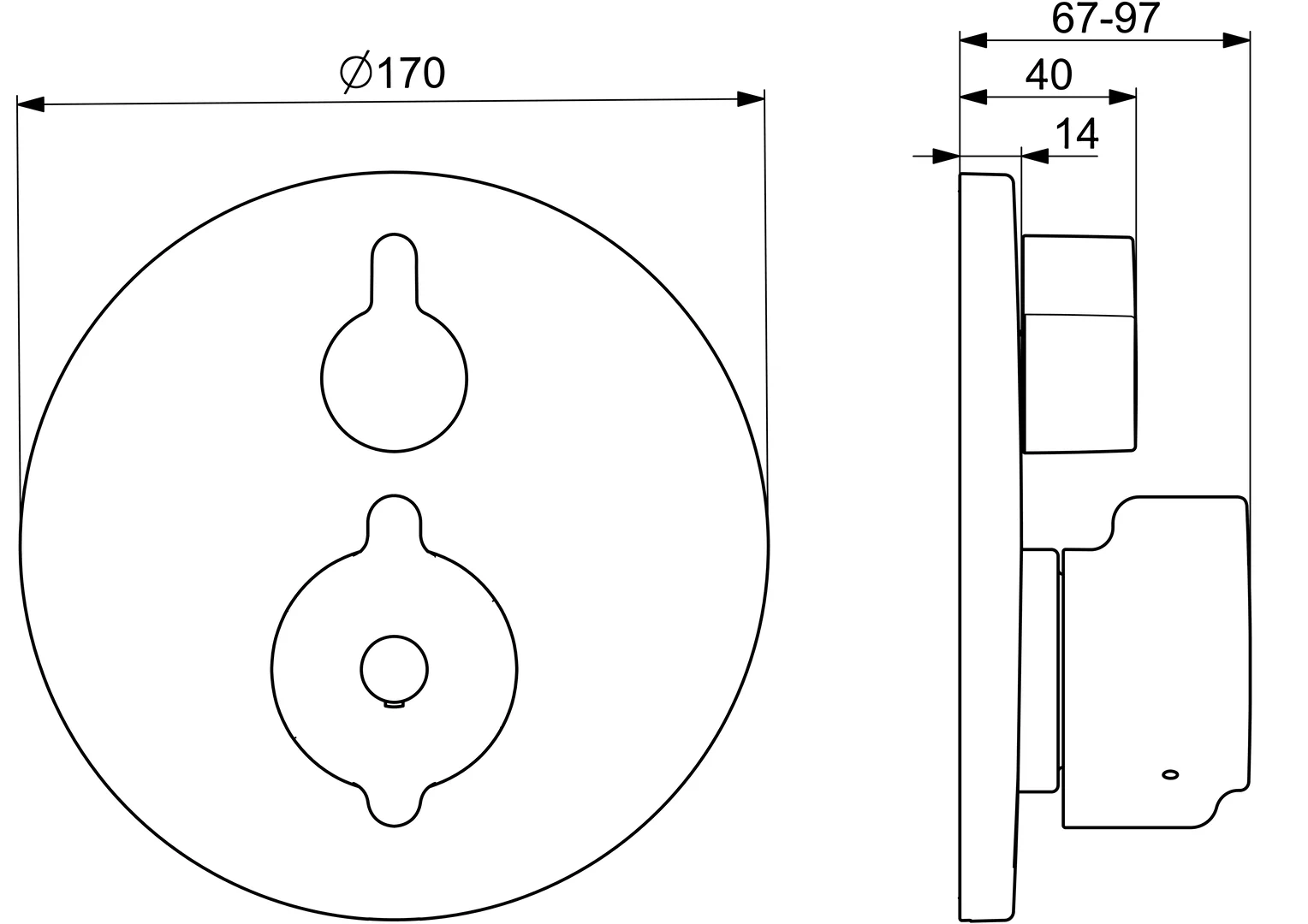 HansaCLINICA Duscharmatur Hansaclinica 2018 Fertigmontageset für Brausebatterie HansaCLINICA 8861 Rosette rund Chrom