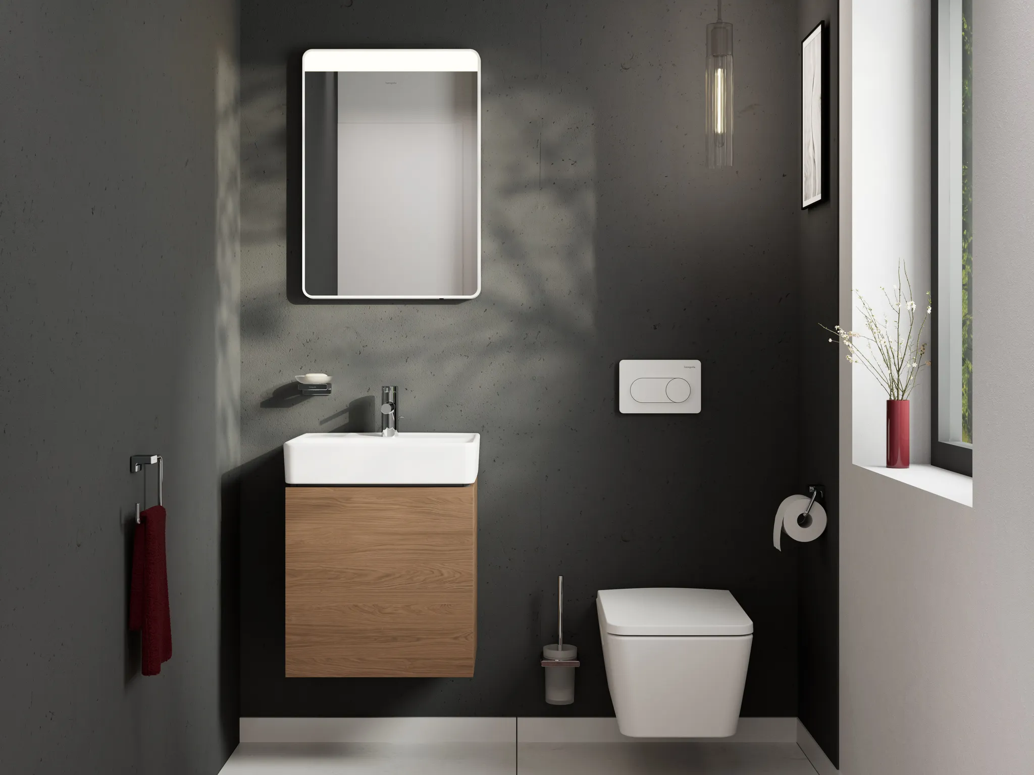 Hansgrohe Xanuia Q Handwaschbecken 500⁄390 mit Hahnloch und Überlauf, Weiß