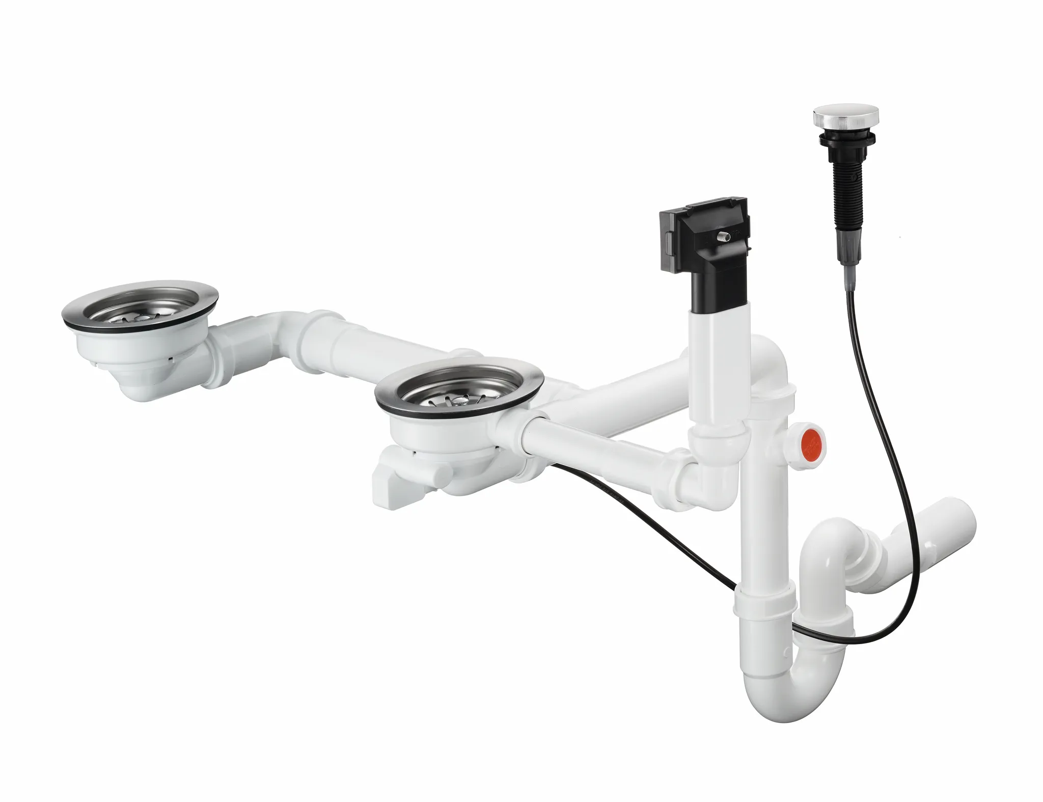 Hansgrohe D17-11 Automatische Ab-und Überlaufgarnitur für Doppelbecken Granit, Chrom