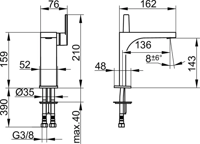 EHM-WT-Mischer 150 Edition 11 51102, ohne Ablaufgrt., verchromt EHM-WT-Mischer 150 Edition 11 51102, ohne Ablaufgrt., verchromt