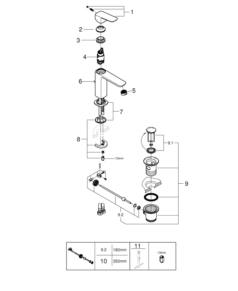 Waschtischarmatur „Cubeo“ Ausladung 116 mm in chrom Waschtischarmatur „Cubeo“ Ausladung 116 mm in chrom