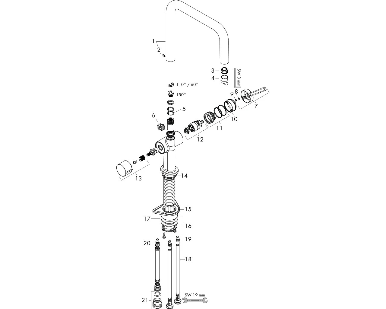 Spültischmischer U 220 Talis M54 Geräteabsperrventil 1jet chrom