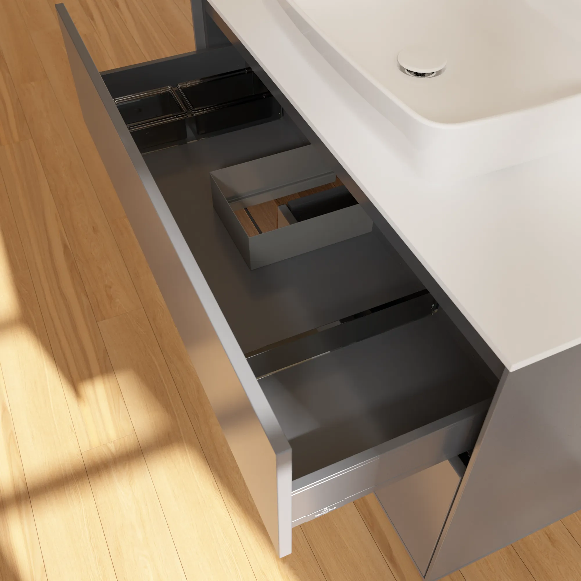 Villeroy & Boch Waschtischunterschrank „Finion“ für Schrankwaschtisch 1000 × 603 × 501 mm Anthracite Matt Lacquer, für Becken mittig, mit Hahnlochbohrung Villeroy & Boch Waschtischunterschrank „Finion“ für Schrankwaschtisch 1000 × 603 × 501 mm Anthracite Matt Lacquer, für Becken mittig, mit Hahnlochbohrung