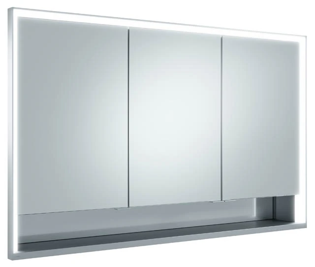 KEUCO ROYAL LUMOS Spiegelschrank Wandeinbau 3-türig kurze Tür silber-eloxiert 1200x735x165mm