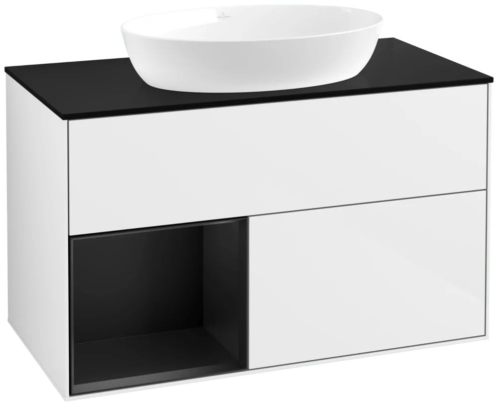 Villeroy & Boch Finion Waschbeckenunterschrank FA1 1000x603x501mm Glossy White Lacquer / Black Matt