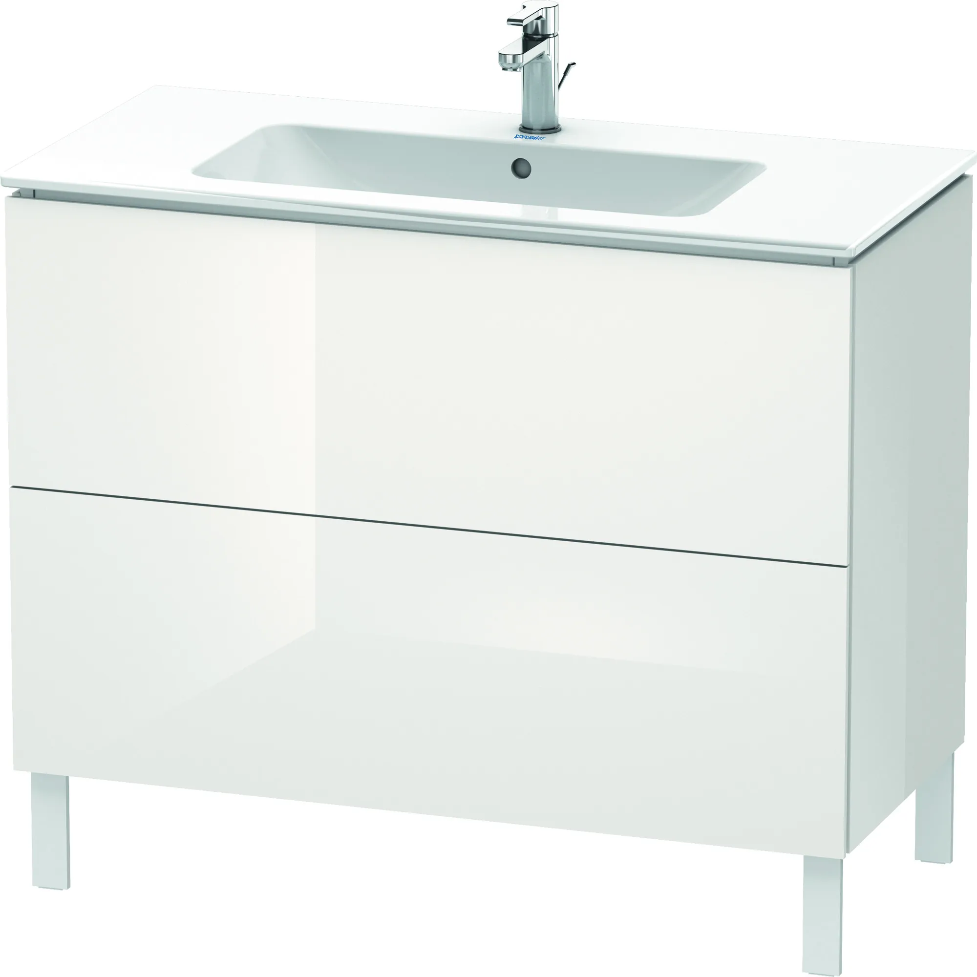 Duravit Waschtischunterschrank bodenstehend „L-Cube“ 102 × 70,4 × 48,1 cm Weiß Hochglanz
