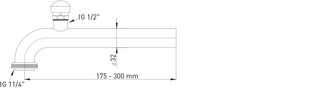 Abgangsbogen 90 Grad MS vc 32 x 175 mm mit Rohrbelüfter und Rändelmutter Abgangsbogen 90 Grad MS vc 32 x 175 mm mit Rohrbelüfter und Rändelmutter