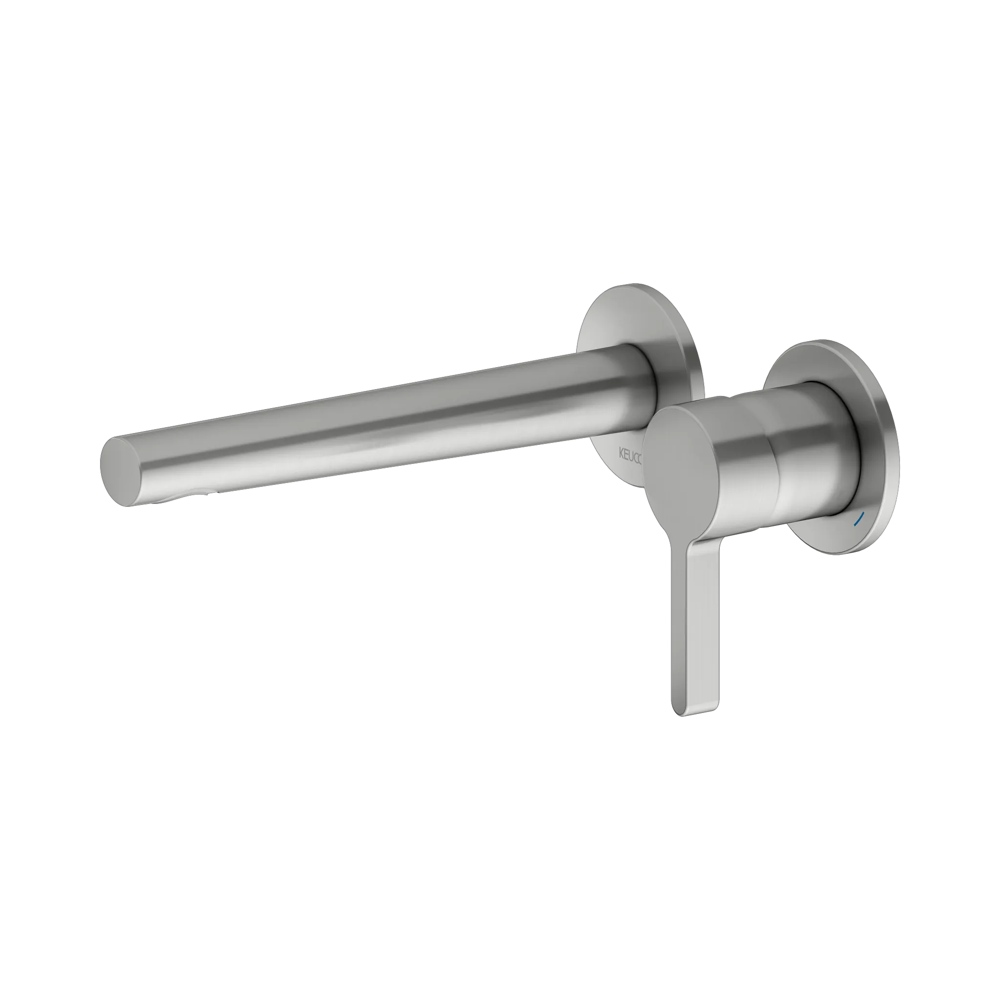 KEUCO EDITION 400 Einhebel-Waschtischmischer Unterputz 2 Loch Wandmontage Ausladung 197 mm Edelstahl-finish