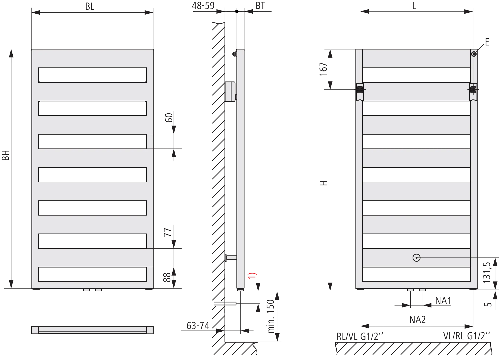 Kermi Design-Heizkörper „Casteo®“ 50 × 125,9 cm in Weiß