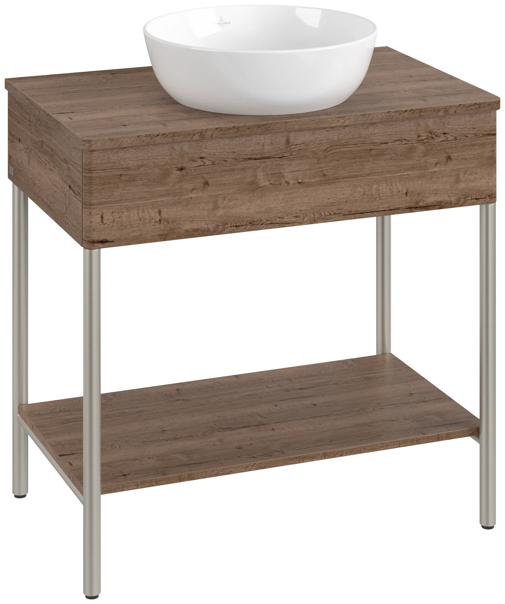 Villeroy & Boch Waschbeckenunterschrank Artis, Eckig, Tobacco Oak, 800x782x500mm, mit Metallgestell und Beleuchtung