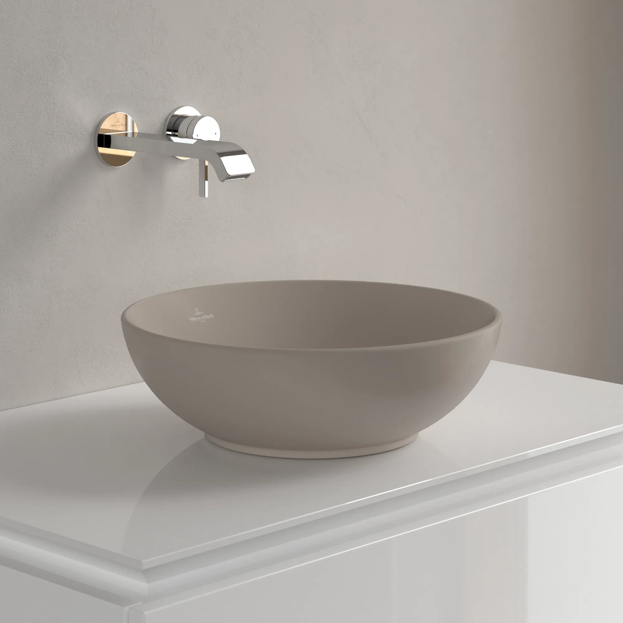 Villeroy & Boch Aufsatzwaschbecken Loop & Friends Almond CeramicPlus 380x380x150mm mit Überlauf
