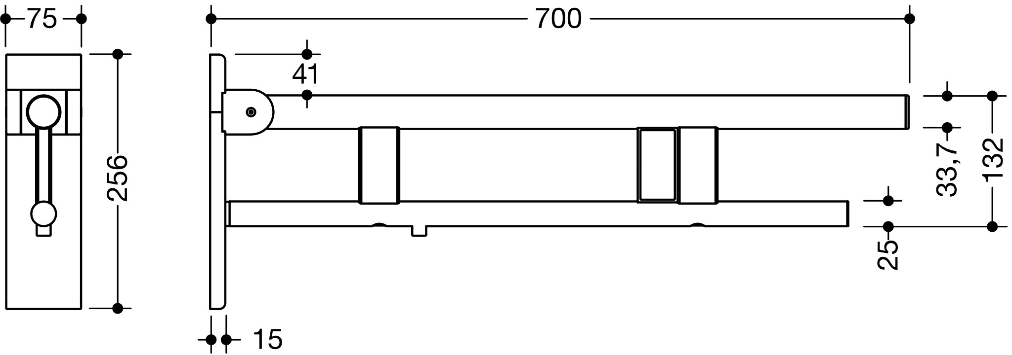 HEWI Stützklappgriff „System 900“ in / /